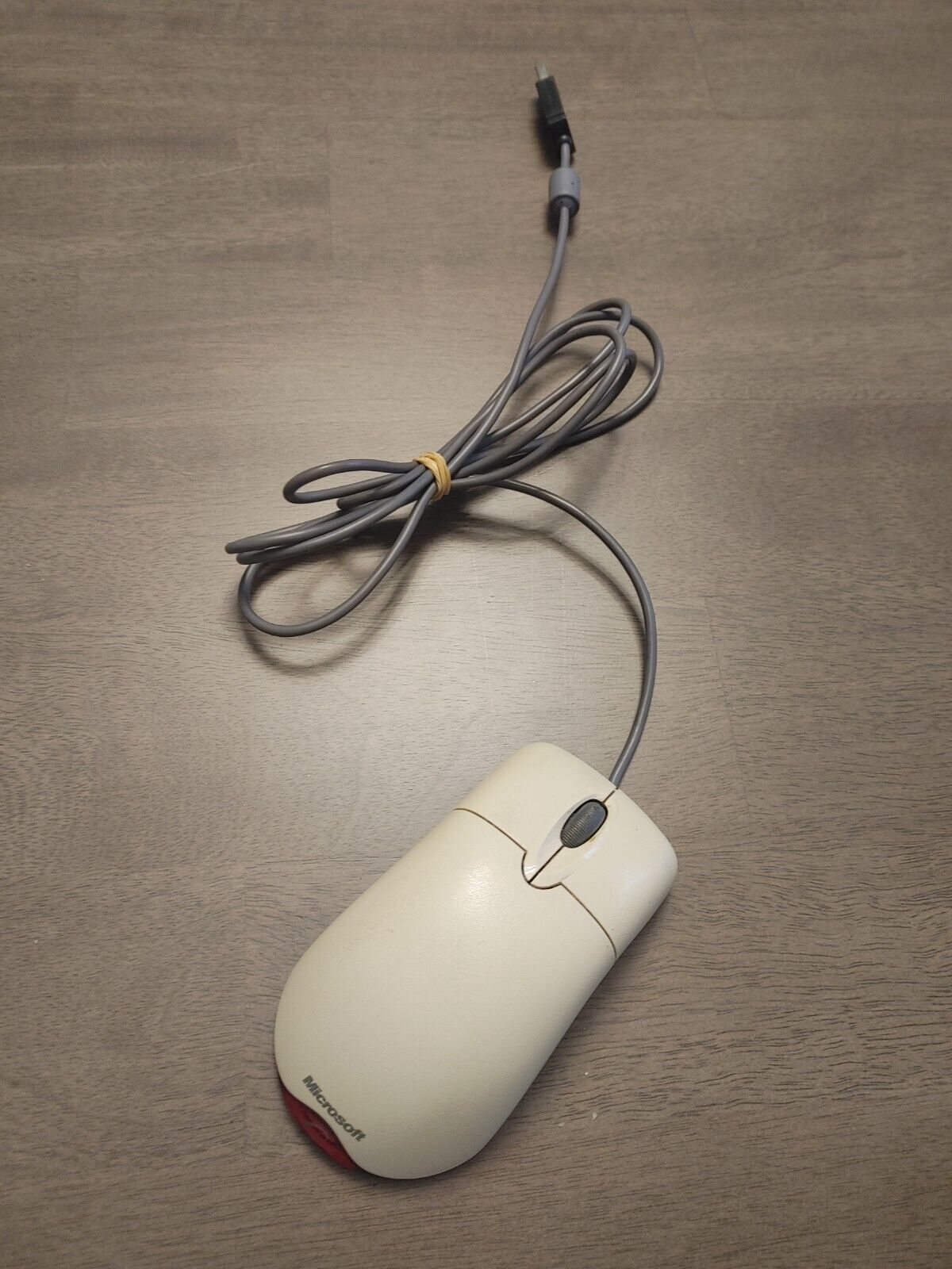 Vintage Off White Microsoft Wheel Mouse Optical USB Mouse 1.1/1.1a - Good Cond