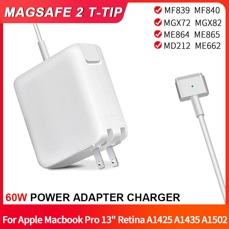 60W Mac Book Air Charger for Mac Book Pro 13-Inch 2012-2016 2nd-T Power Adapter