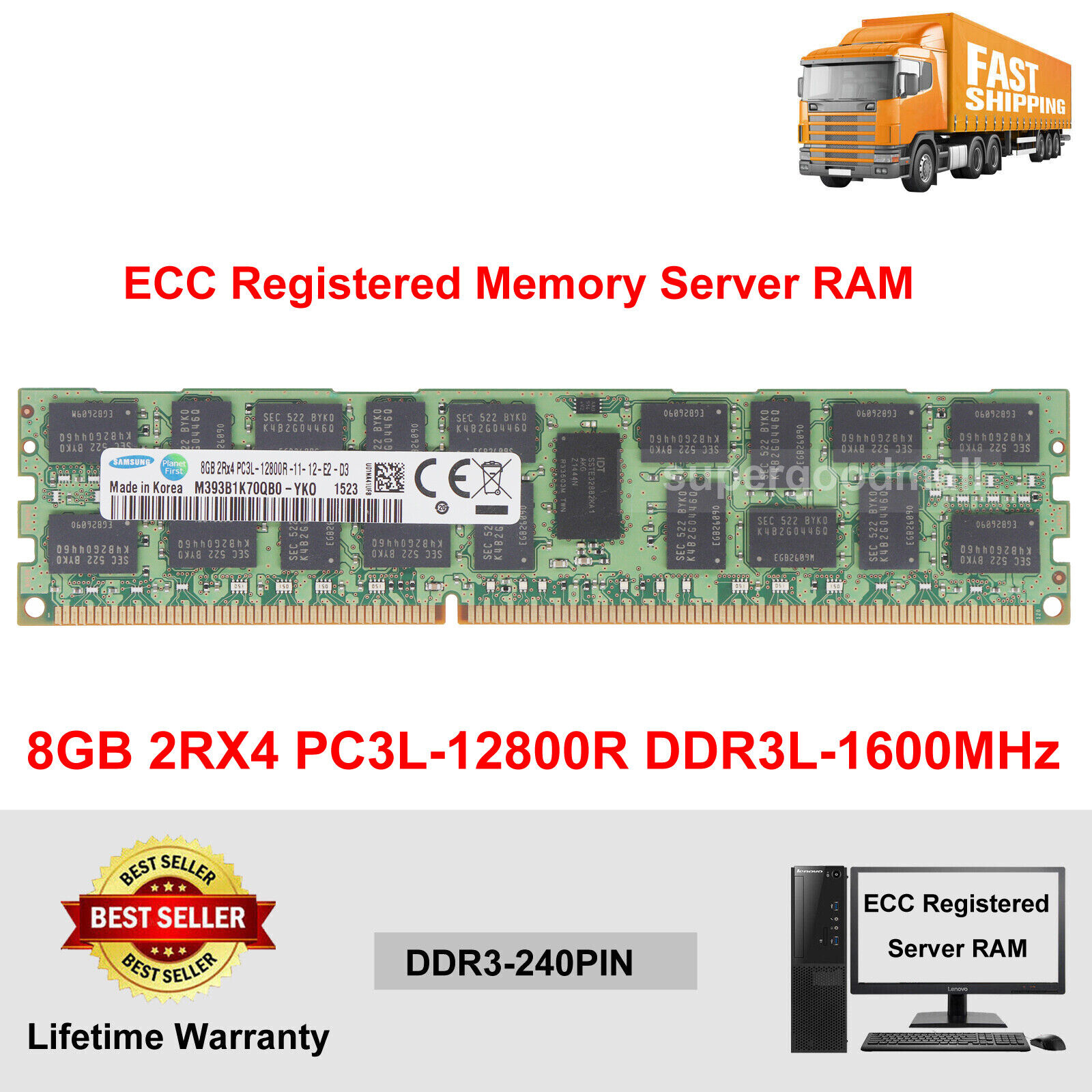 For Samsung 8GB 16GB 2RX4 PC3-14900R 12800R 10600R ECC Registered Server RAM LOT