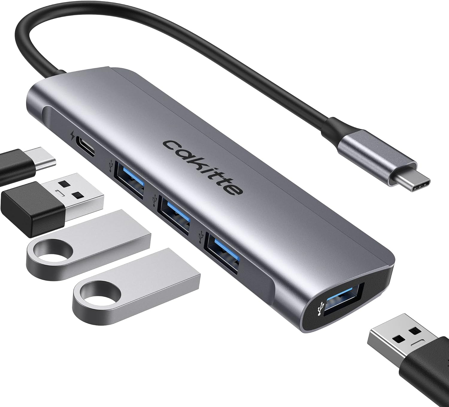 USB C to USB 3.0 Hub, Aluminum Type C to USB Hub with 4 USB 3.0 Ports & USB C Po