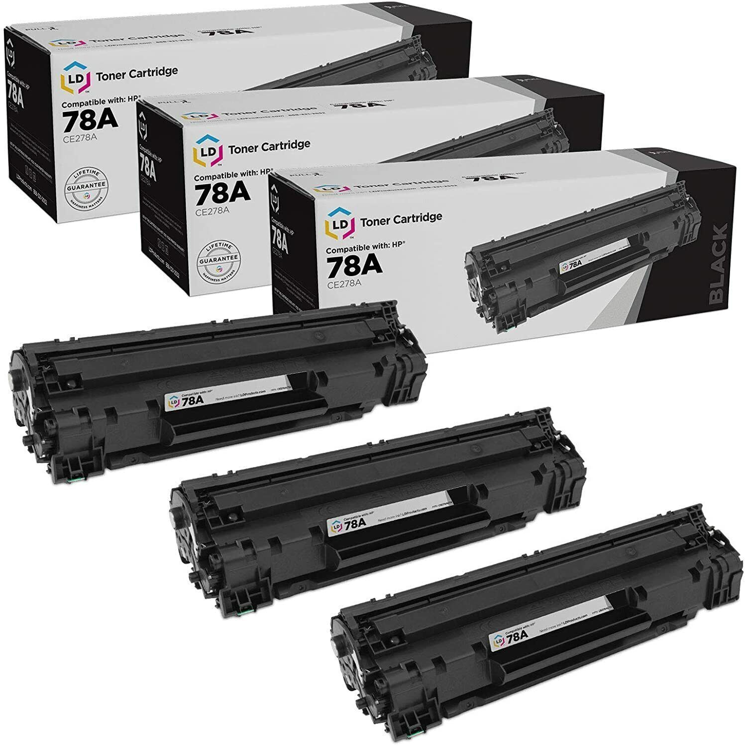 LD 3pk Comp Black Laser Toner for HP CE278A 78A LaserJet M1537dnf M1538dnf 278A
