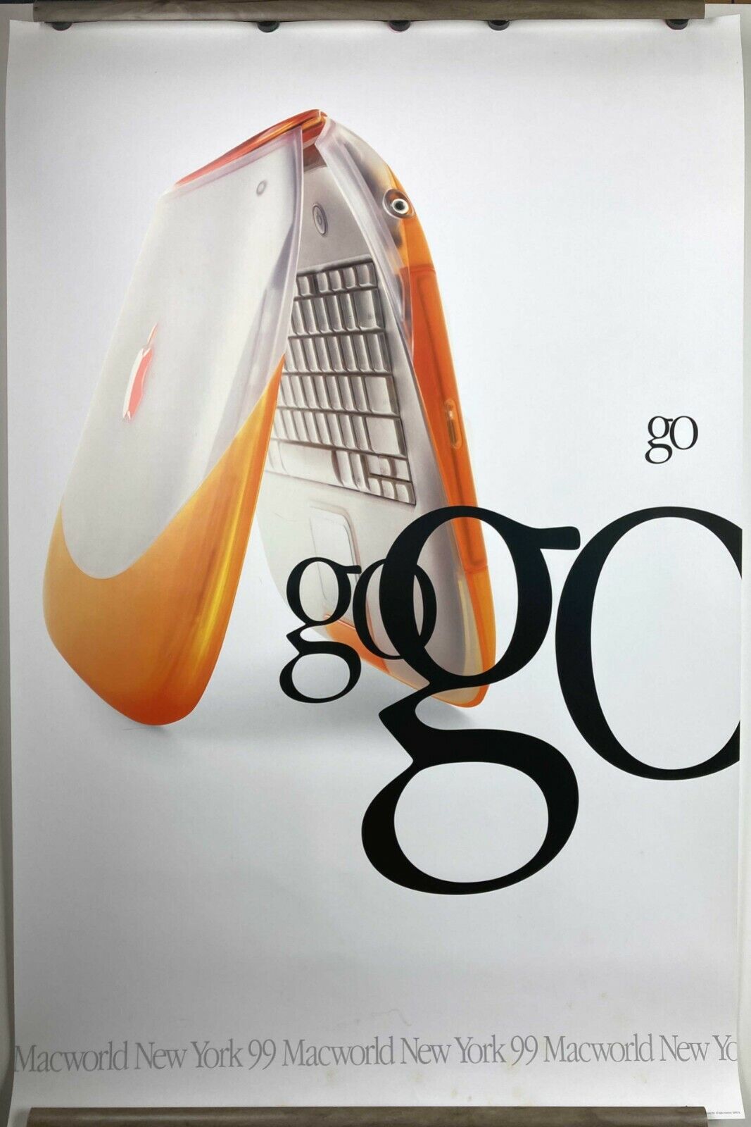 RARE iBook Tangerine GO GO Poster MacWorld New York MWNY 1999 Apple 24x36 VF/NM