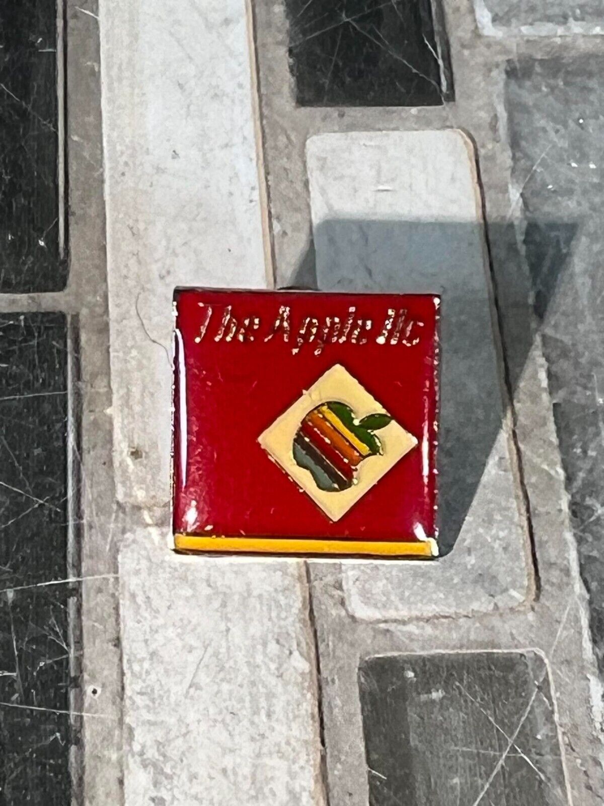 Vintage Apple IIc computer square lapel pin