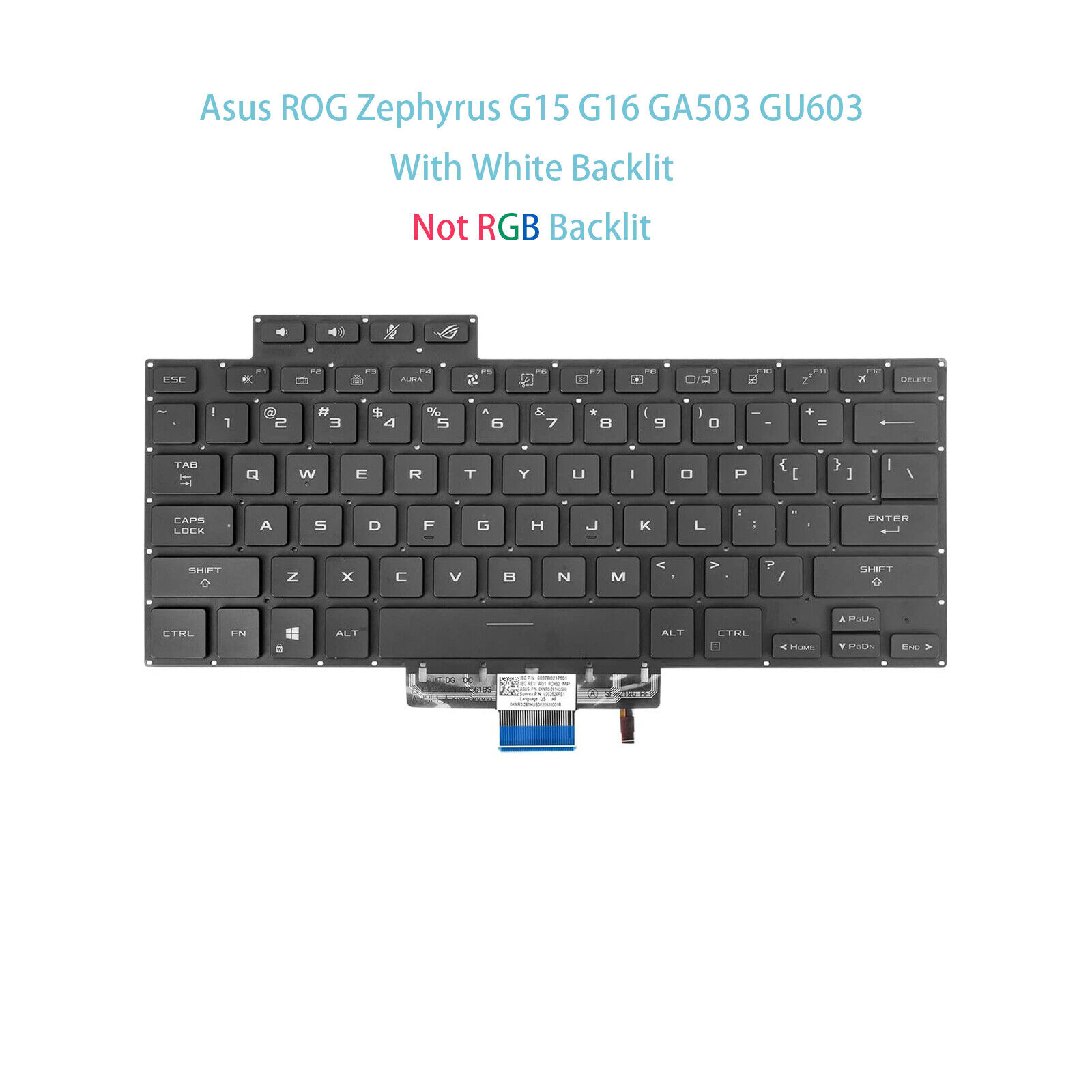 Genuine US Laptop Keyboard Backlit for Asus ROG Zephyrus G15 GA503 G16 GU603