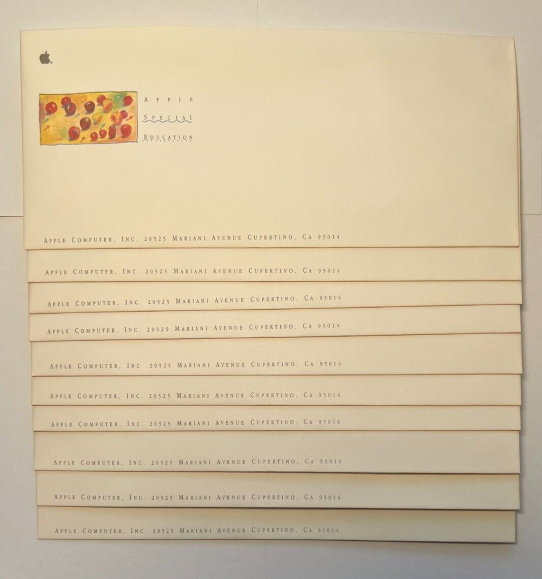 LOT of  10 Vintage -  Apple Special Education APPLE LOGO Collectable Envelopes
