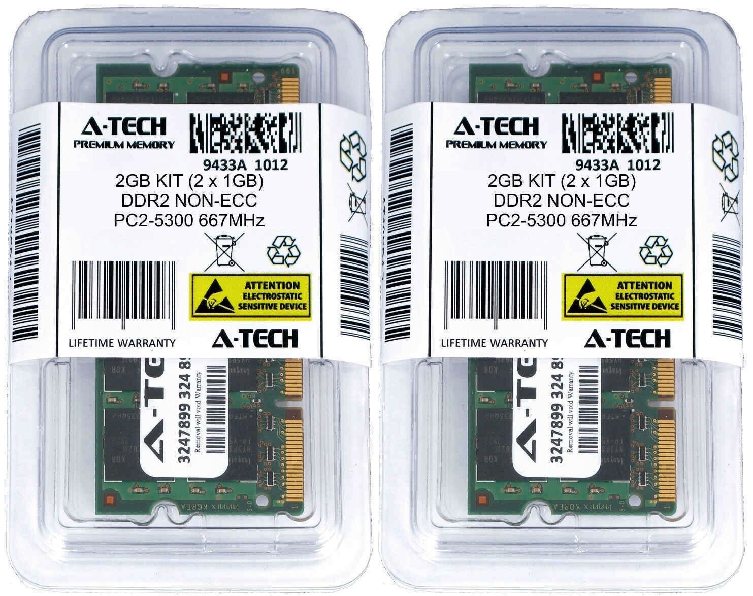 A-Tech 2GB 2x 1GB PC2-5300 Laptop SODIMM DDR2 667 MHz 200pin Memory RAM 5300S 2G