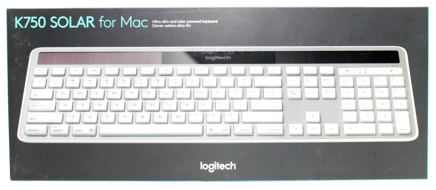 NFS Logitech K750 Ultra-Thin Wireless Solar Powered Silver Keyboard for Mac