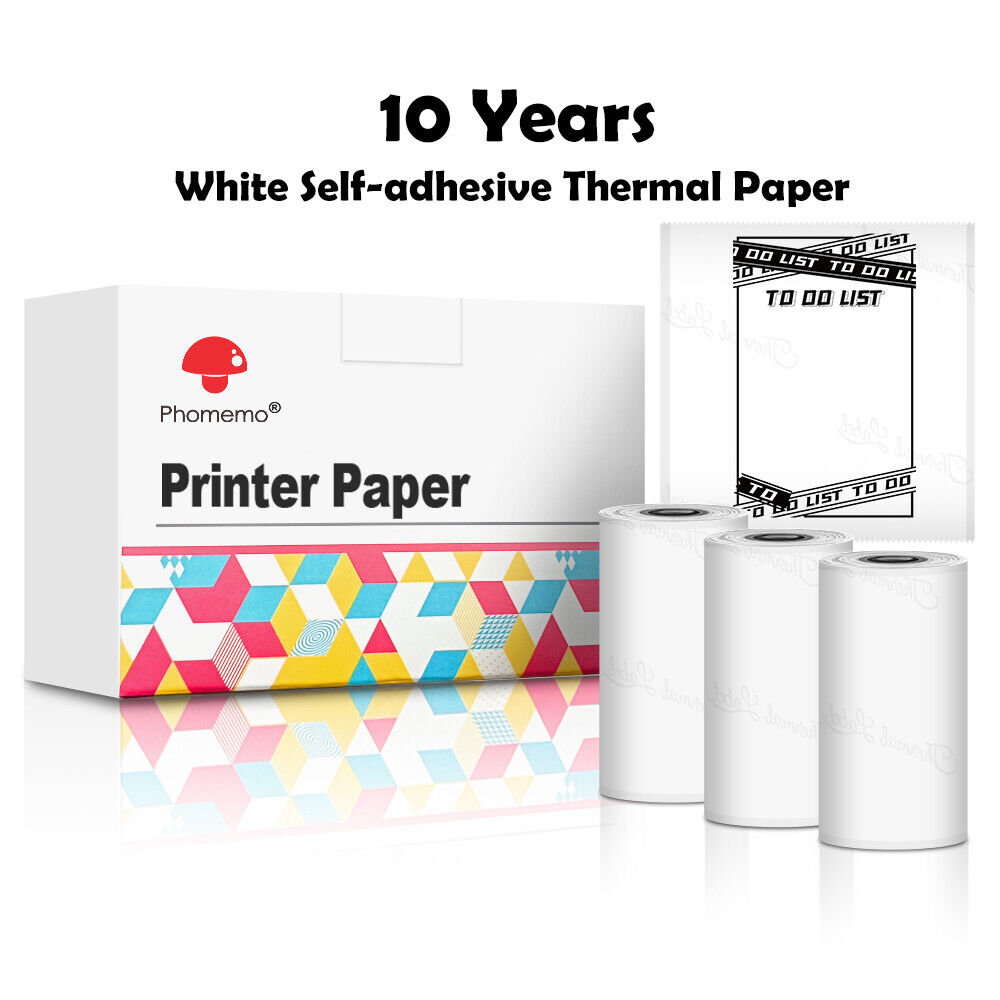 53mm Adhesive Thermal Sticker Paper Phomemo M02 T02 Bluetooth Pocket Printer
