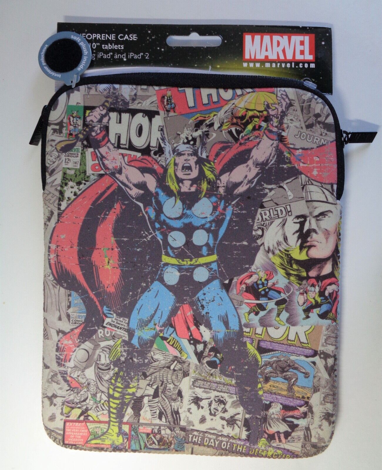 MARVEL Thor Neoprene Case 10” Tablets, Including Ipad-Ipad 2. Comic Book Print. 