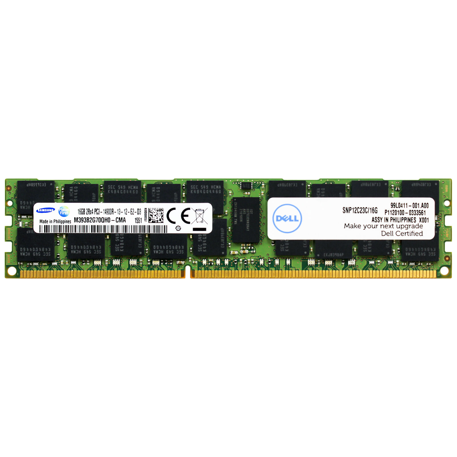 SNP12C23C/16G Dell 16GB PC3-14900R DDR3 1866MHz 2Rx4 1.5V ECC RDIMM Memory RAM