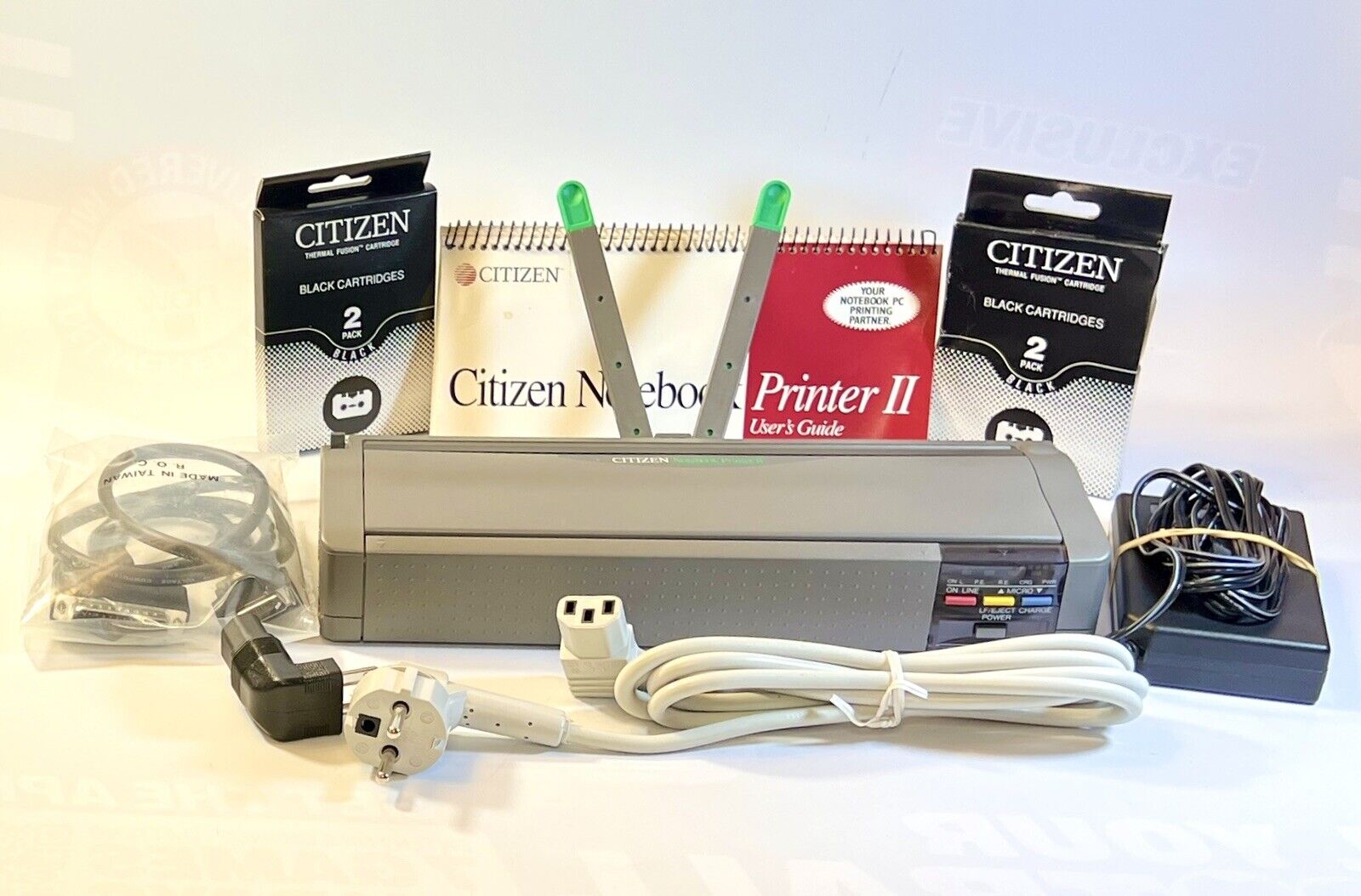 Vintage Citizen Notebook Printer II With Cartridges Cords & Manual Bundle Tested