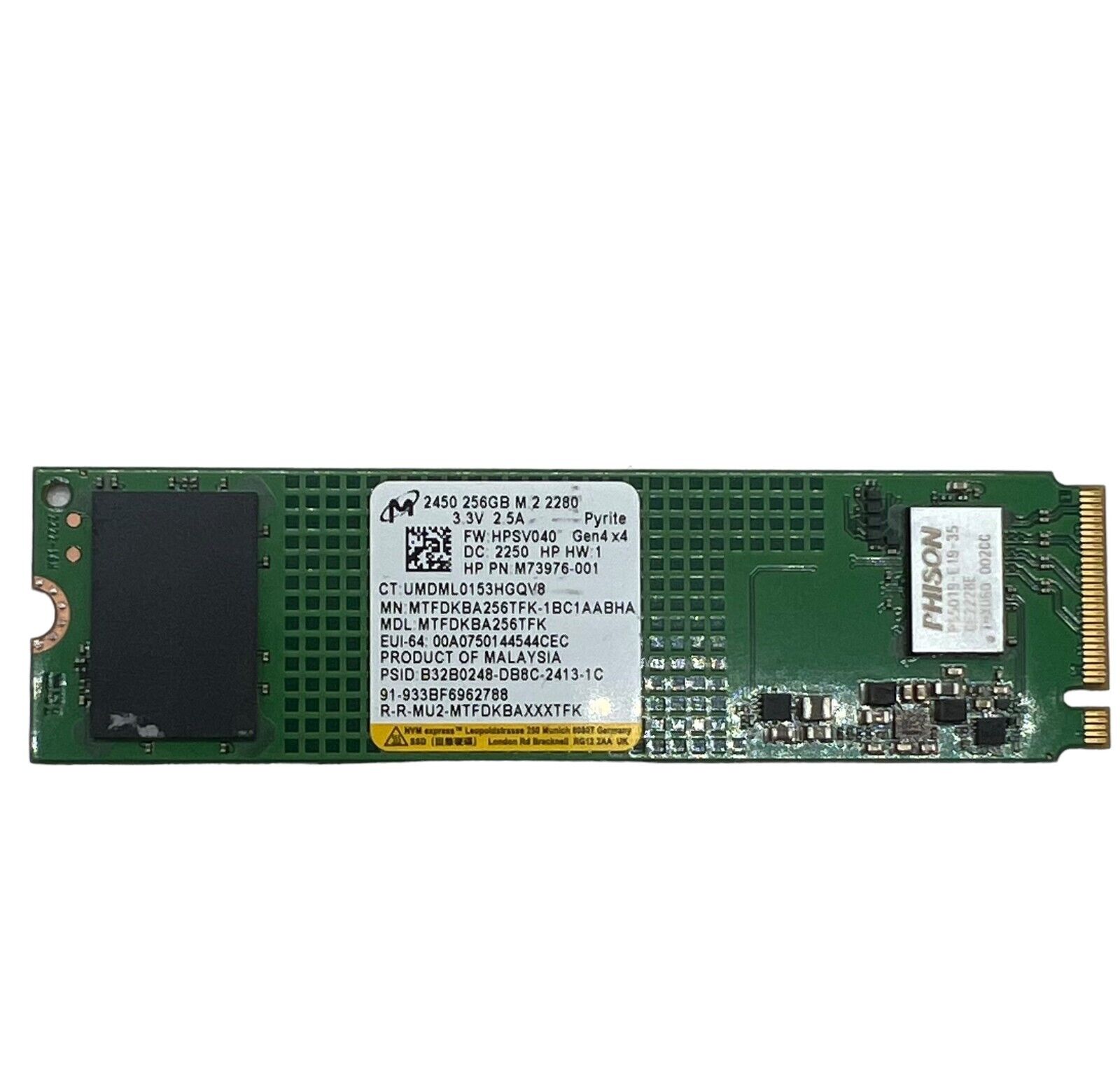 Micron 2450 256GB NVMe M.2 PCIe SSD Solid State Drive MTFDKBA256TFK