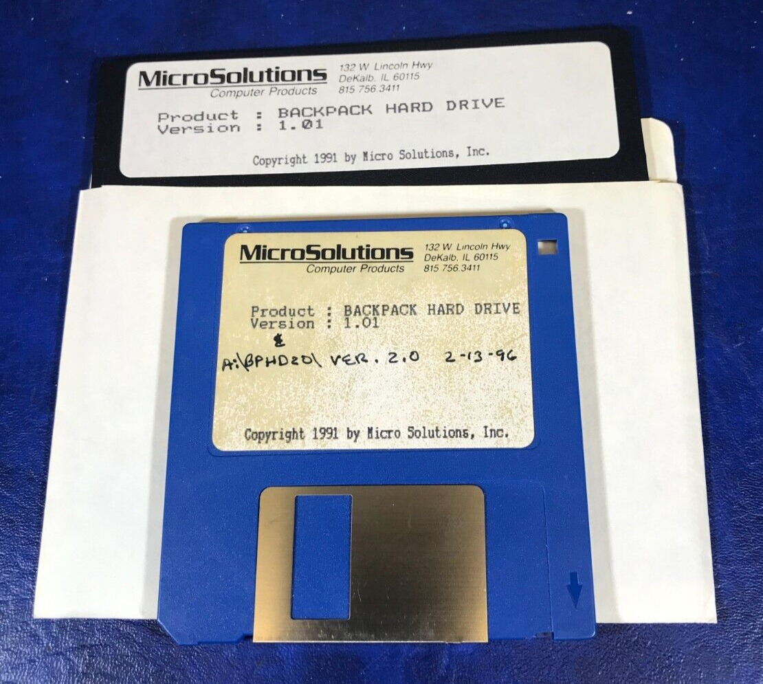 Vintage MicroSolutions Discs for Backpack Hard Drive 1991 ver. 1.01
