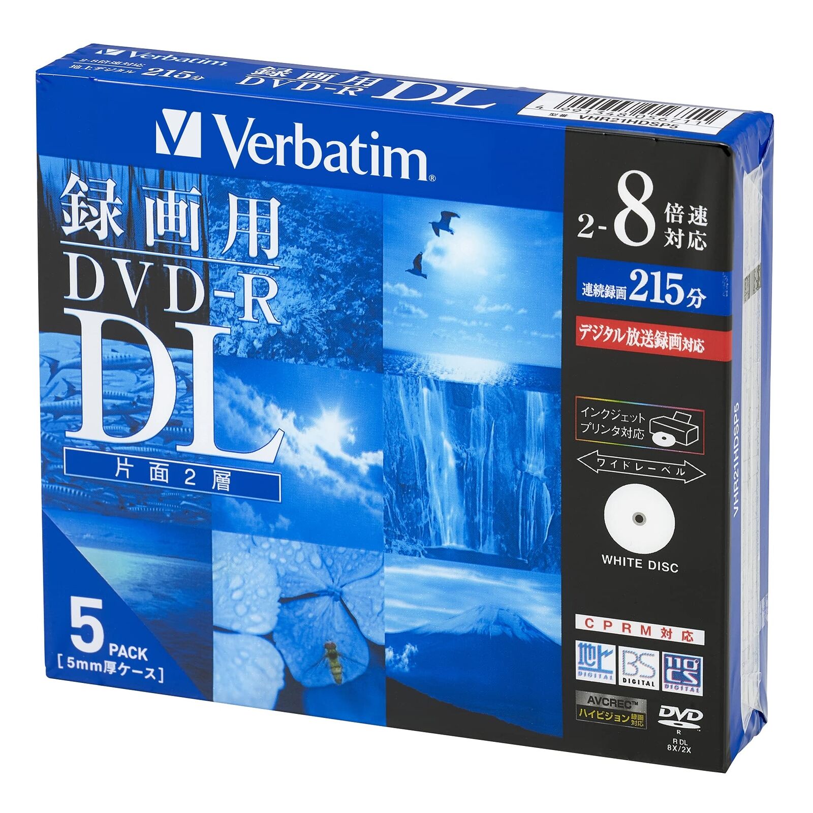Verbatim 1 time recording DVD-R DL CPRM 215 minutes 5pcs VHR21HDSP5