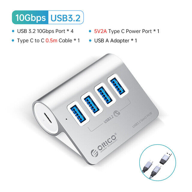 ORICO 10Gbps USB C HUB 4/7 Ports USB 3.2 Gen 2 Hub PD 60W Aluminum for PC Laptop