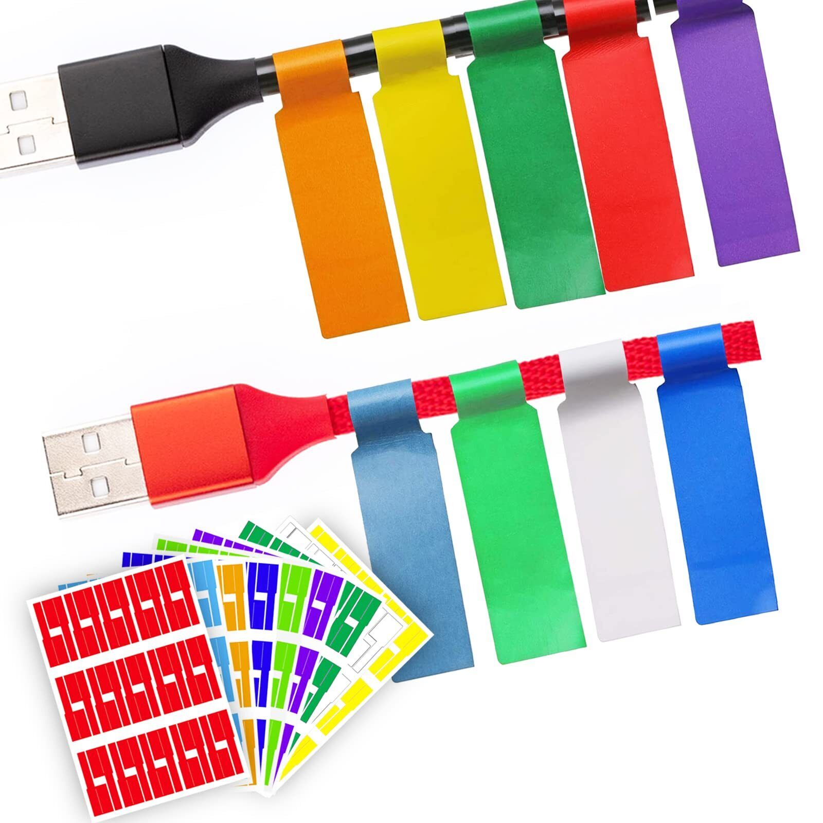 270 PCS Cable Labels 9 Colors Waterproof Cable Tags Wire Labels for Cable Man...