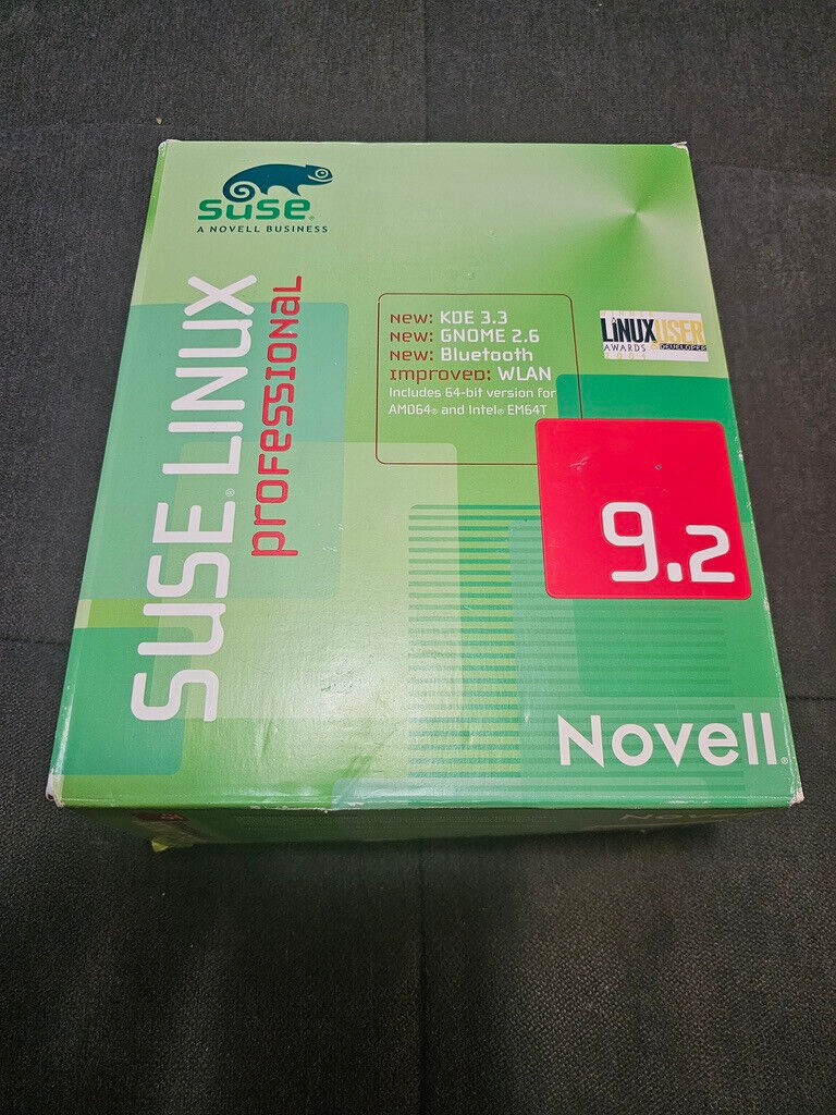 Novell SUSE LINUX Professional 9.2 Operating System Software Big Box. COMPLETE