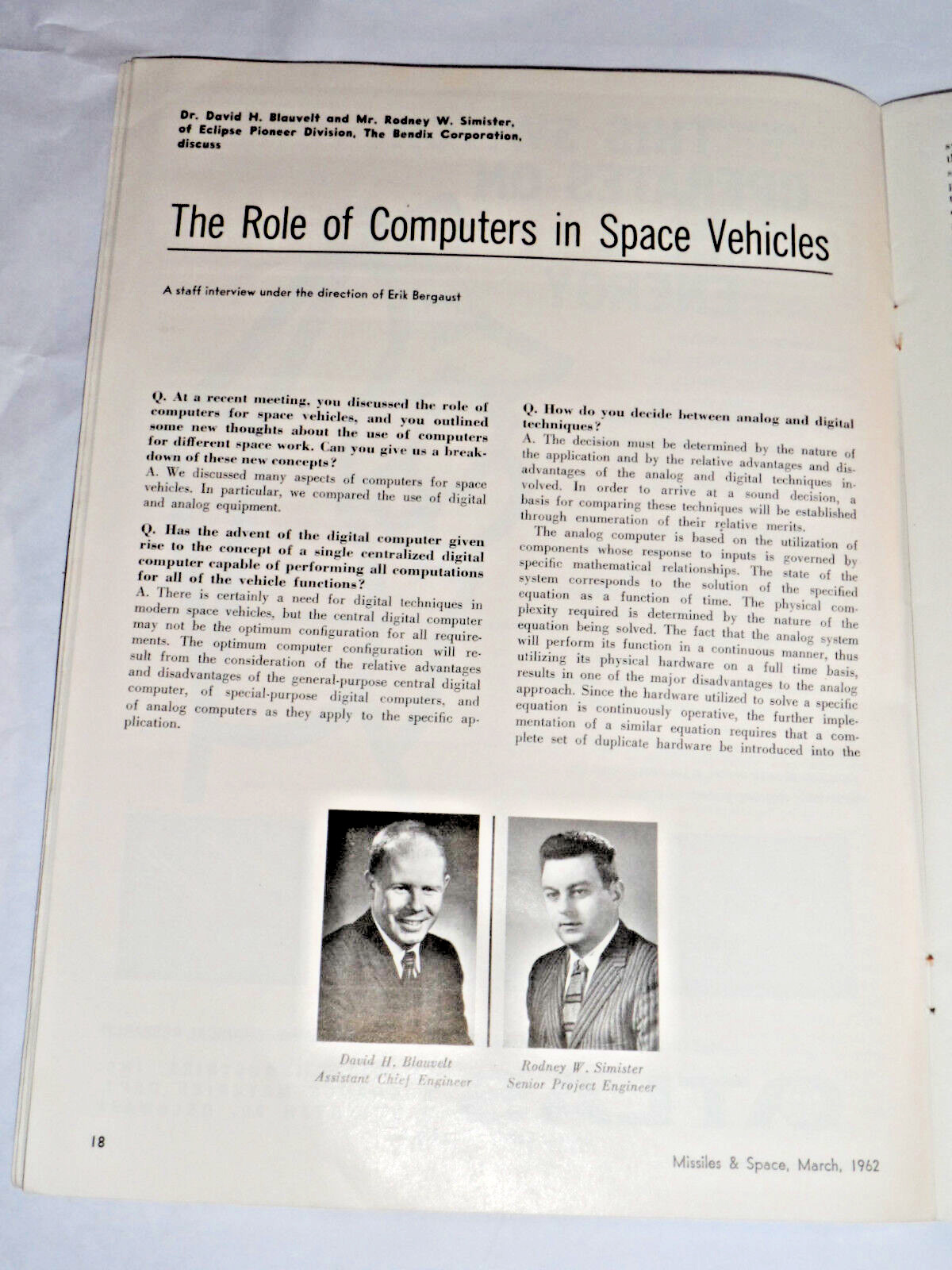 VINTAGE 1962 MISSILES & SPACE TRADE MAGAZINE/ROLE OF COMPUTERS IN SPACE VEHICLES