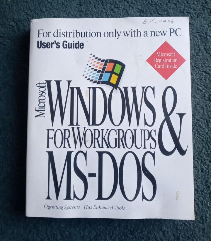 Early Vintage Microsoft Windows For Workgroups & MS-DOS Book Printed USA in 1994