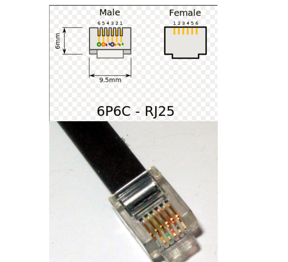 RJ25 Extension Cable 6 pin 6p6c RJ 25  6 inch 2ft 3ft 12ft Makeblock Compatible