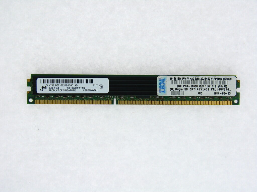 49Y1431 IBM 8GB (1X8GB) 2RX4 PC3L-10600R VLP MEMORY MODULE 49Y1441 47J0152