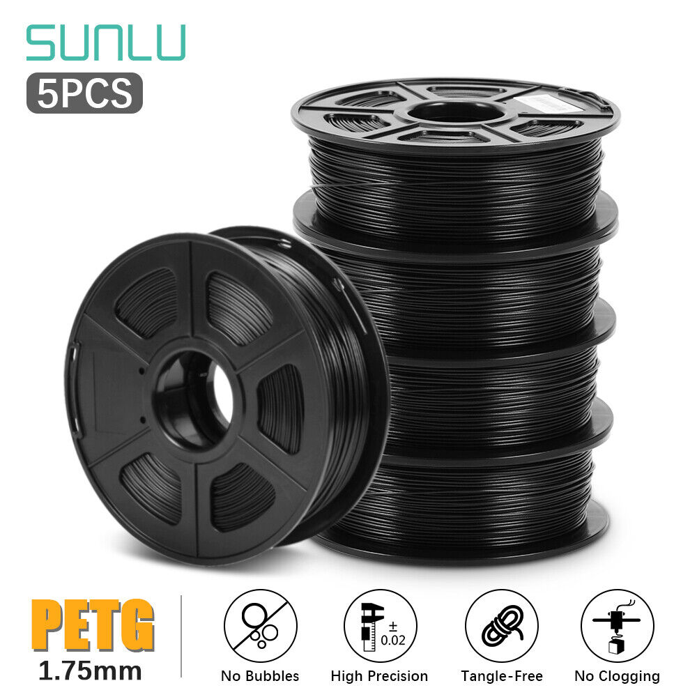 SUNLU 5KG 10KG PETG 3D Printer Filament 1.75mm PETG 1KG/ROLL ±0.02mm Multicolor