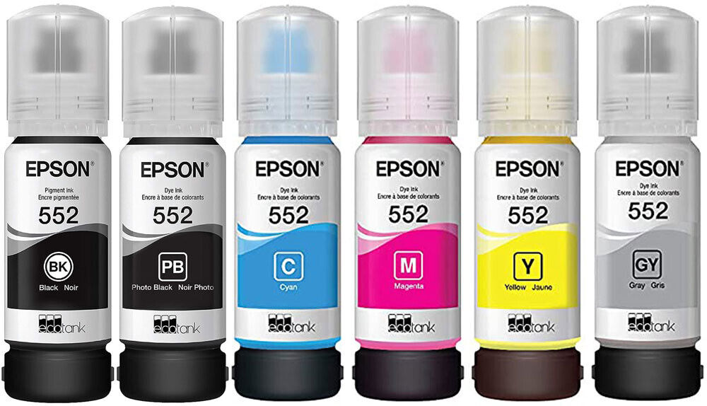 Genuine Epson 552 Ink Bottle 6 Pack for ET-8500 ET-8550