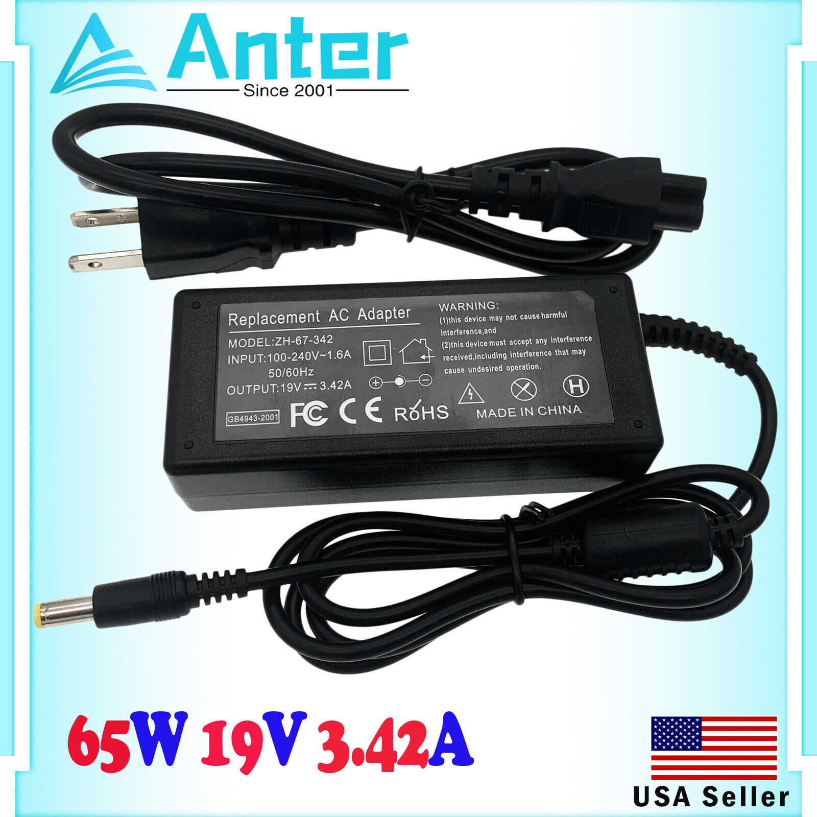 For Acer Aspire AIO Z1-622 Z1-623 ZC-700 ZC-700G Ac Power Adapter Wall Cord 65W