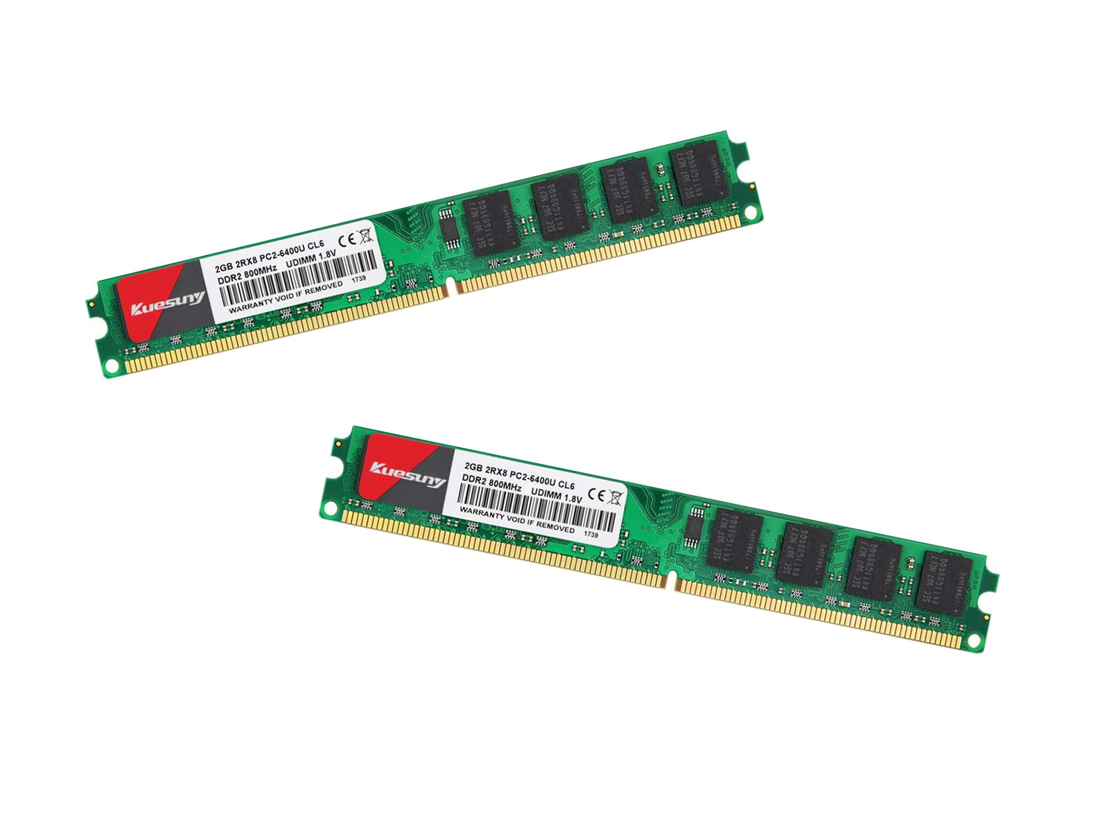 Kuesuny 2x2GB (4GB) 2GB 2RX8 PC2-6400U CL6 DDR2-800MHz UDIMM Computer RAM Memory