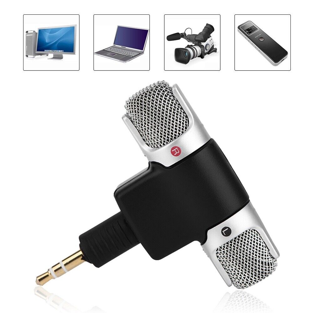 Mini 3.5mm Microphone Stereo Mic for Computer PC Studio Interview Recording NEW
