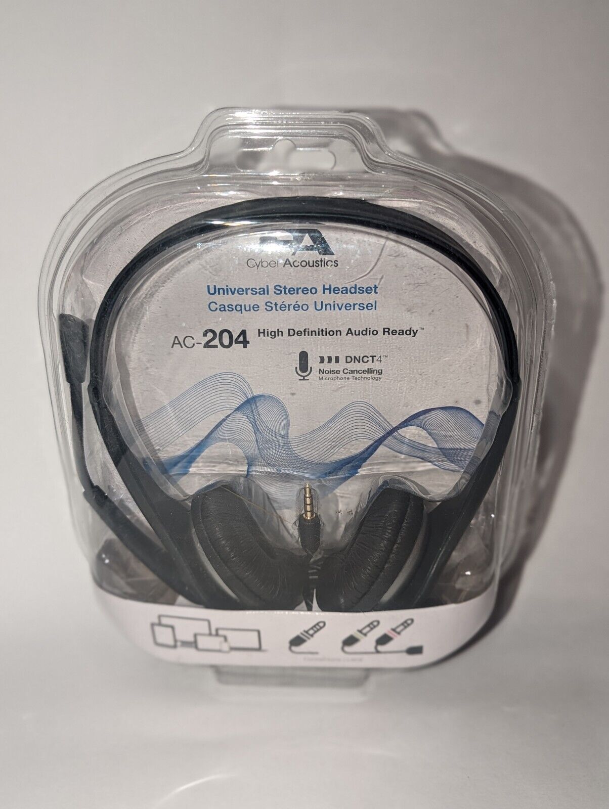 Cyber Acoustics Universal Stereo Headset Headphone With Microphone High Def NEW