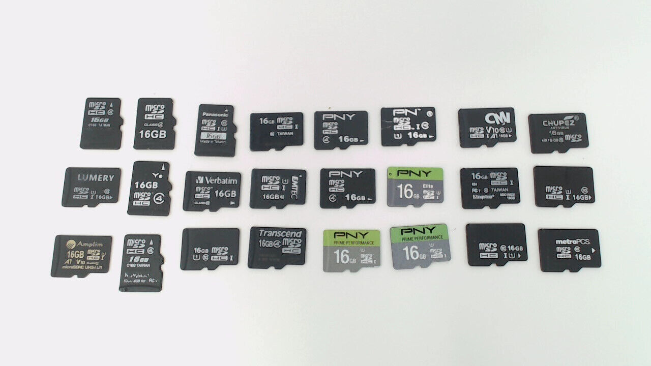 Lot of 24 - 16GB Various Brands Micro SD Memory Cards