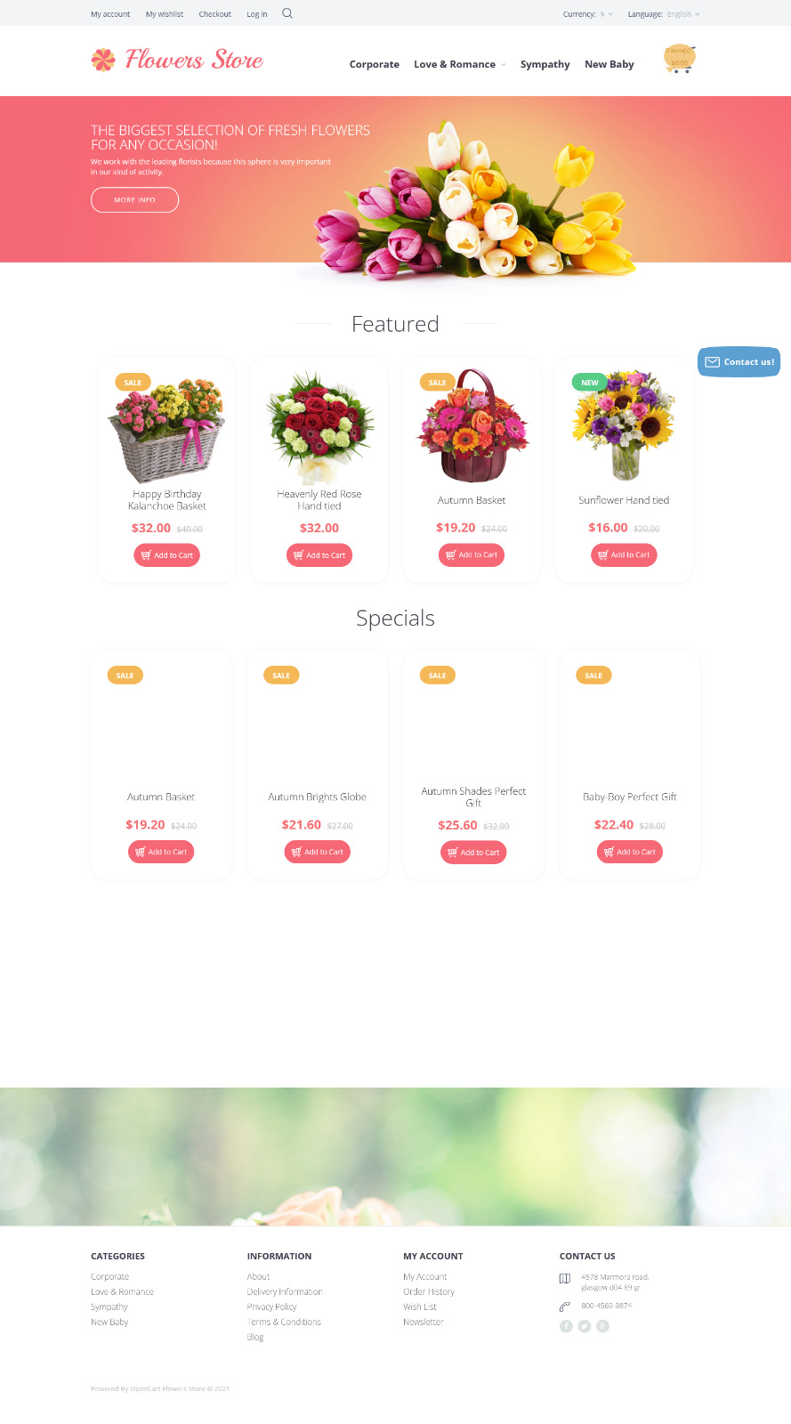 website template for florists, eveent planners