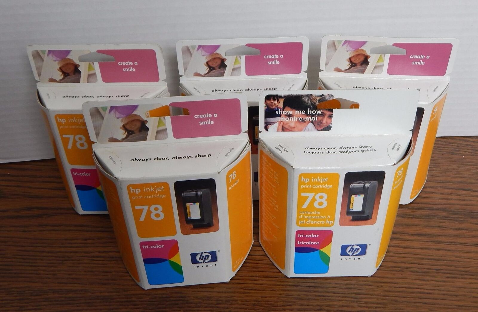 NEW FIVE Genuine HP 78 Tri-Color Inkjet Print Cartridges FACTORY SEALED EXP