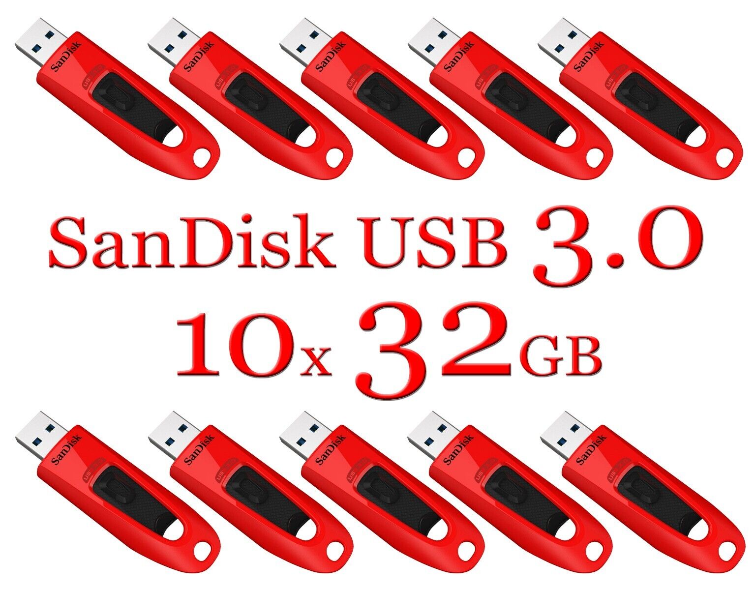 SanDisk 32GB LOT 10x ULTRA USB 3.0 flash drive SDCZ48-032G 32 GB read 100 MB/s