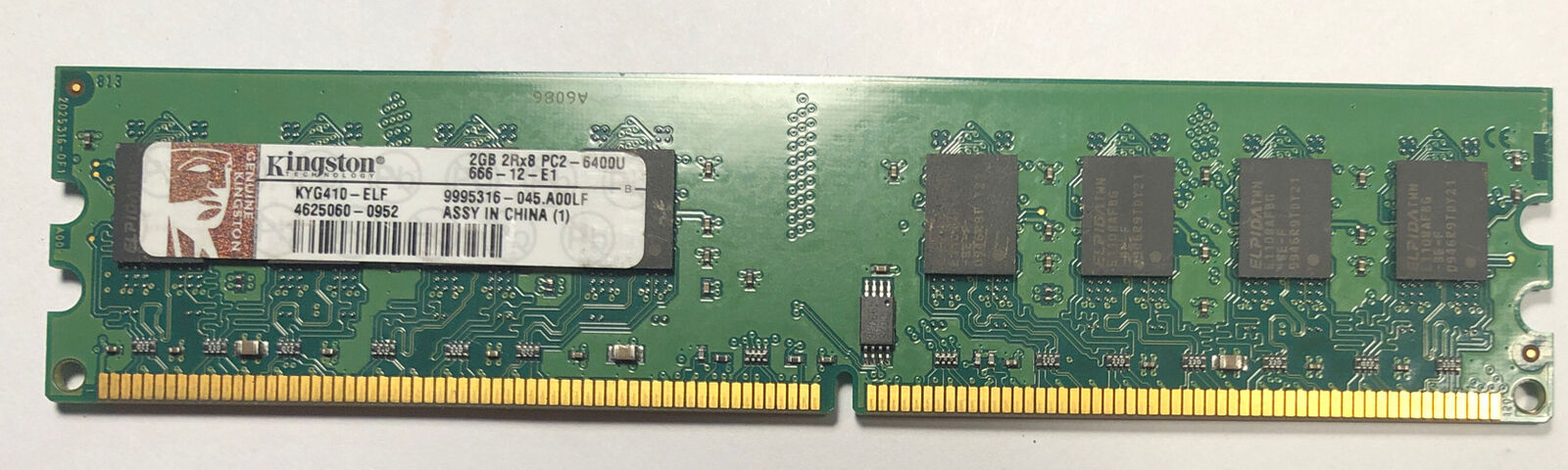 Kingston 2GB 2Rx8 PC2-6400U RAM (KYG410-ELF) Tested