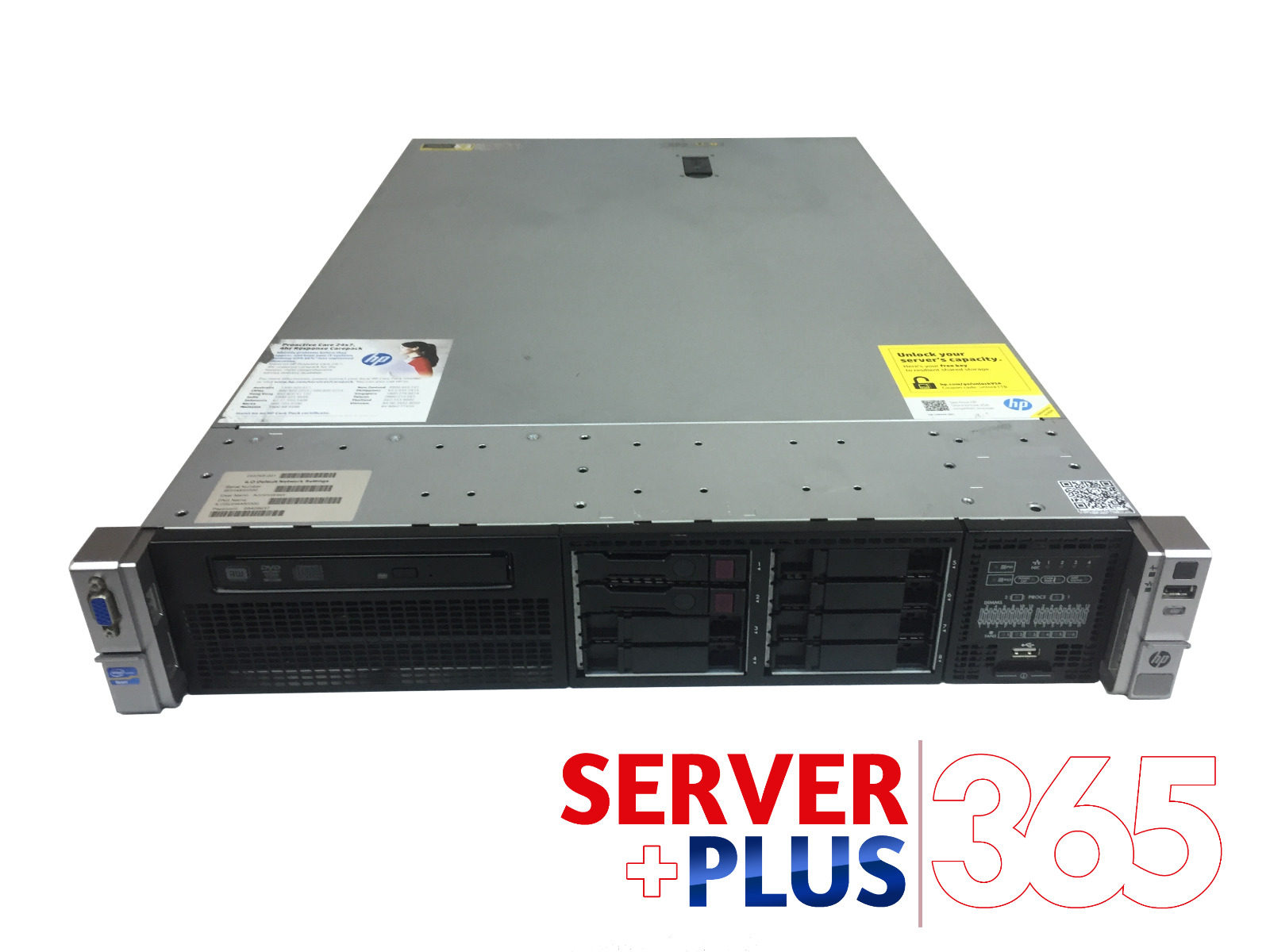 HP ProLiant DL380p G8 server, 2x 2.7 GHz Eight-Core, 64 GB RAM, No hard drives