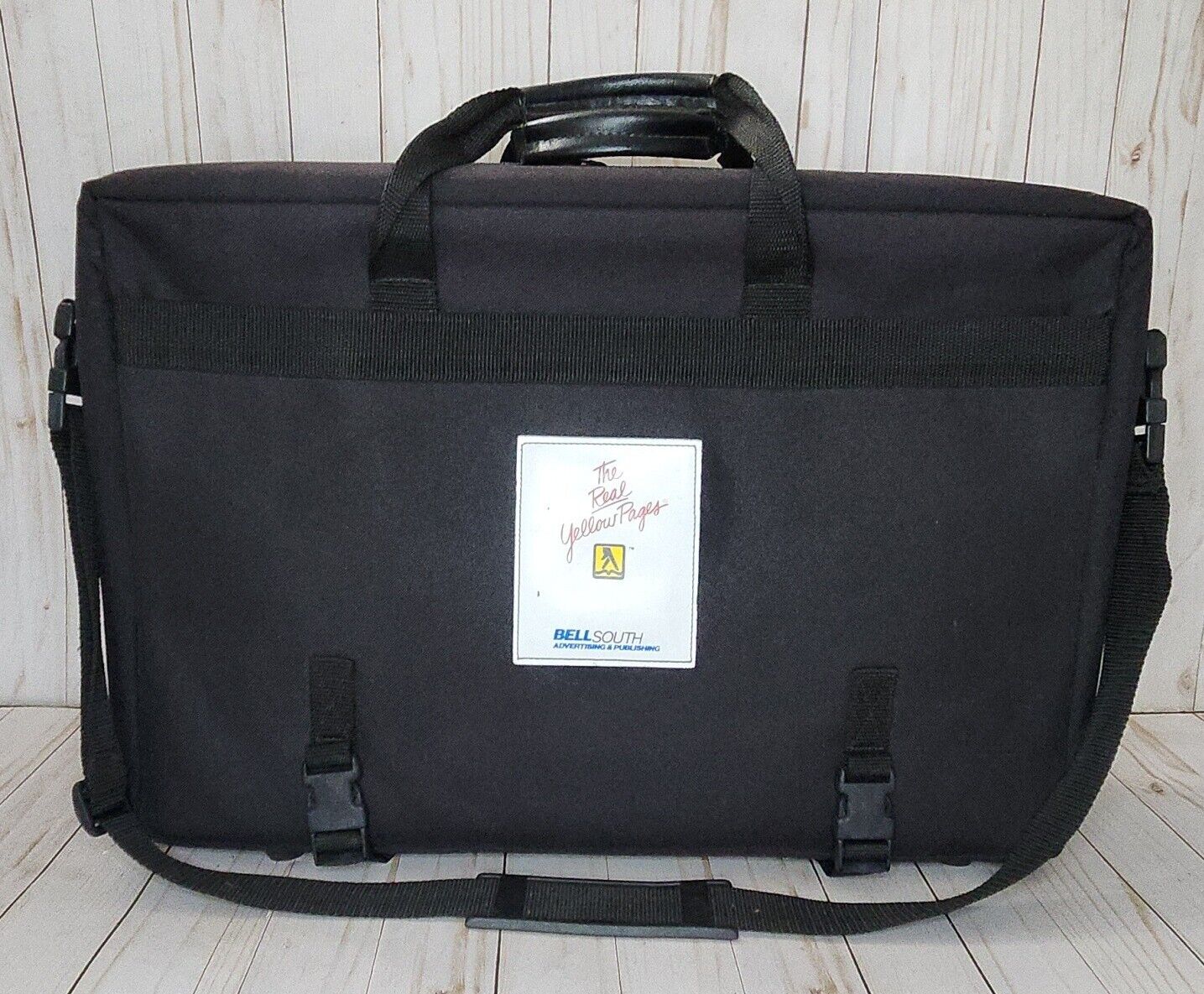 VTG InfoCase Top Loading Black Canvas Briefcase Bag BELLSOUTH Yellowpages RARE