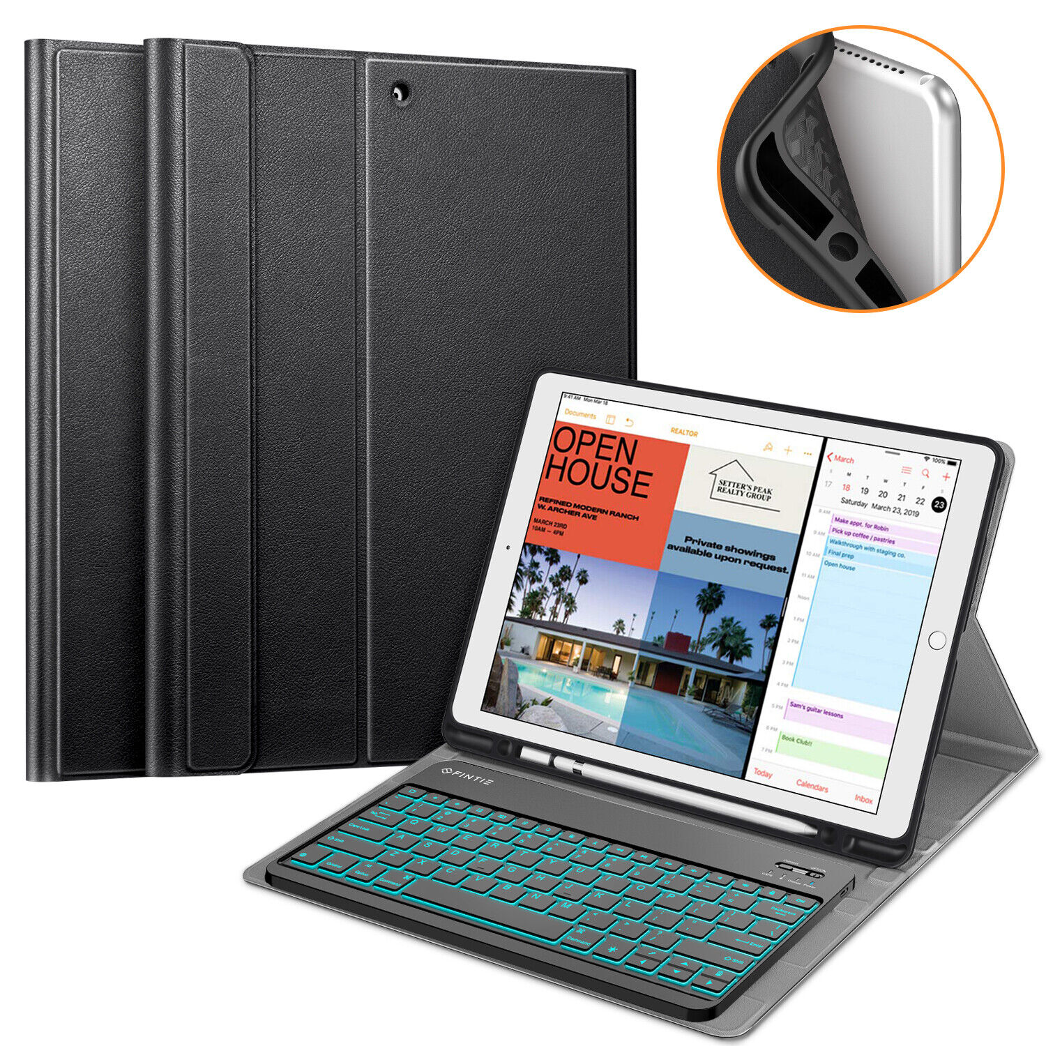 7 Color Backlit Detachable Wireless Keyboard Case for iPad Pro 12.9 1st Gen 2015