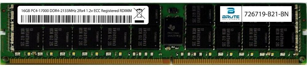 726719-B21 - HP Compatible 16GB PC4-17000 DDR4-2133Mhz 2Rx4 1.2v ECC RDIMM