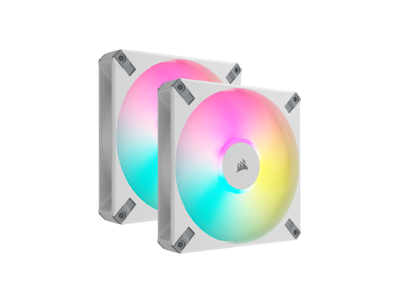 CORSAIR iCUE AF140 RGB ELITE 140mm PWM Dual Fan Kit - White - Eight RGB LEDs Per