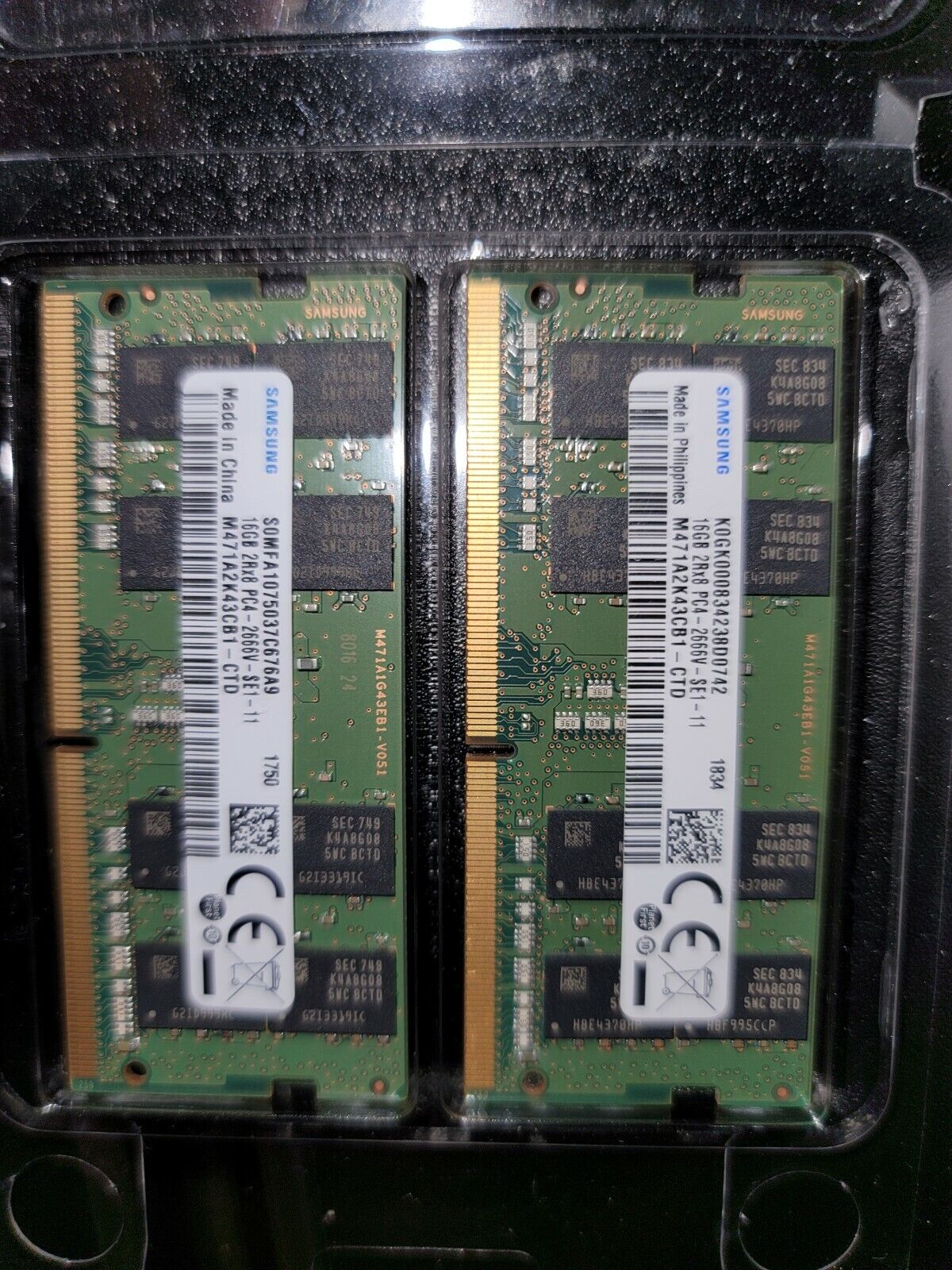 Samsung DDR 4 2666Mhz Laptop Memory 16gb x 2 Total 32GB