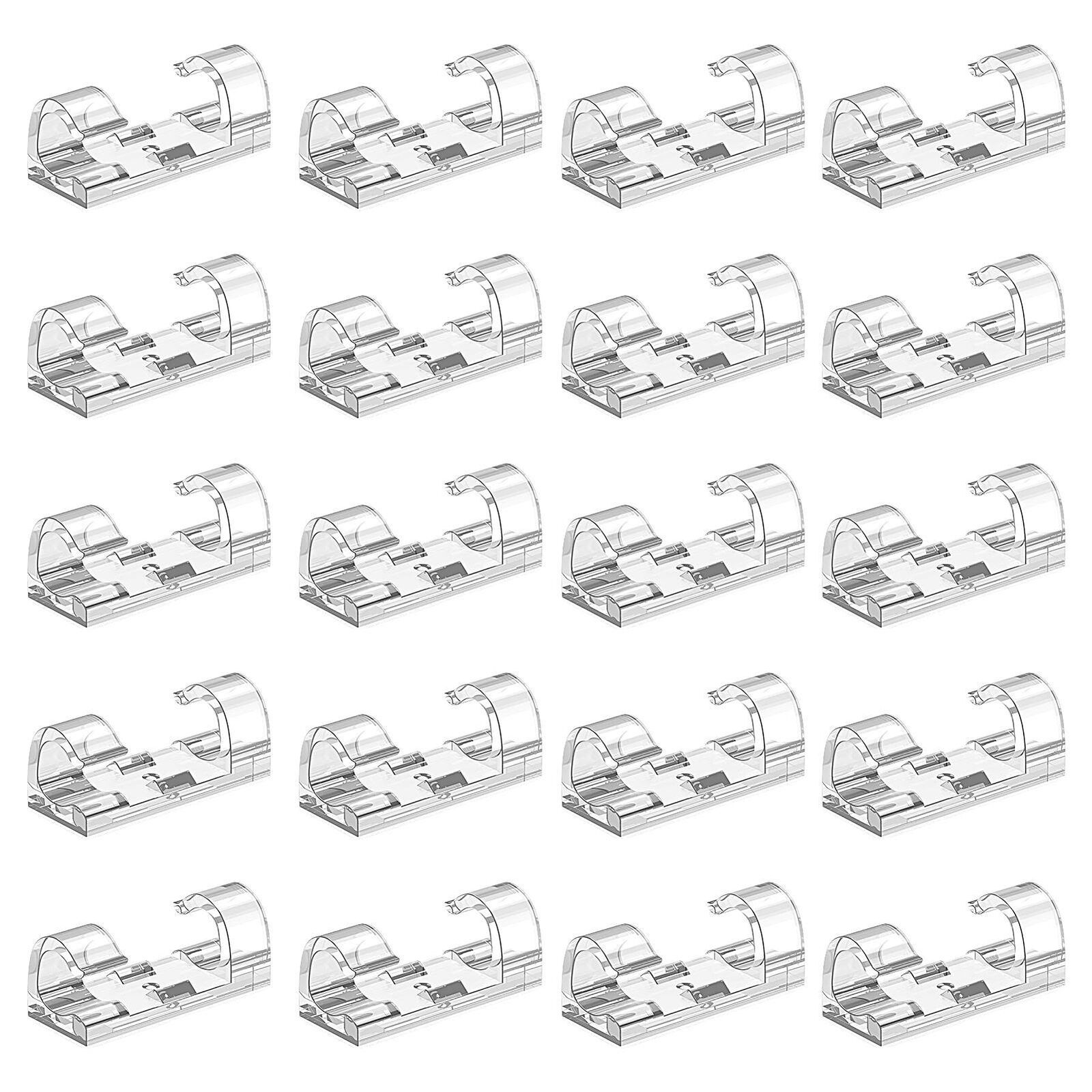 20PCS Self-Adhesive Cable Management Clips Wire Clamp Holder Wall Desk Organiser
