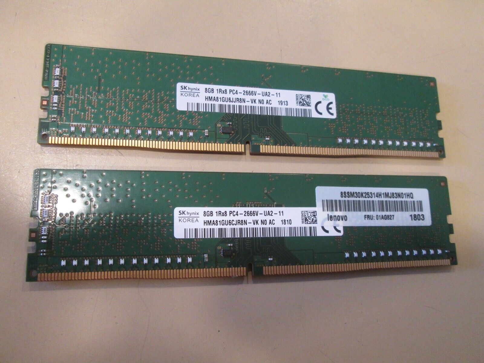 SK Hynix 16GB (2X8GB) DDR4 2666MHz RAM 1Rx8 PC4-2666V-UA2 HMA81GU6JJR8N-VK DIMM
