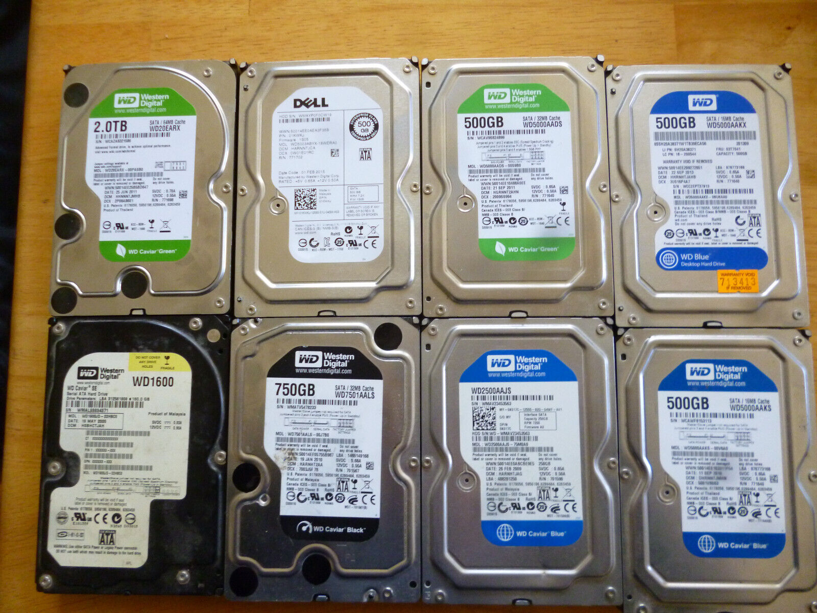Huge mixed lot 8x computer desktop HDDs SATA from 160GB to 2TB