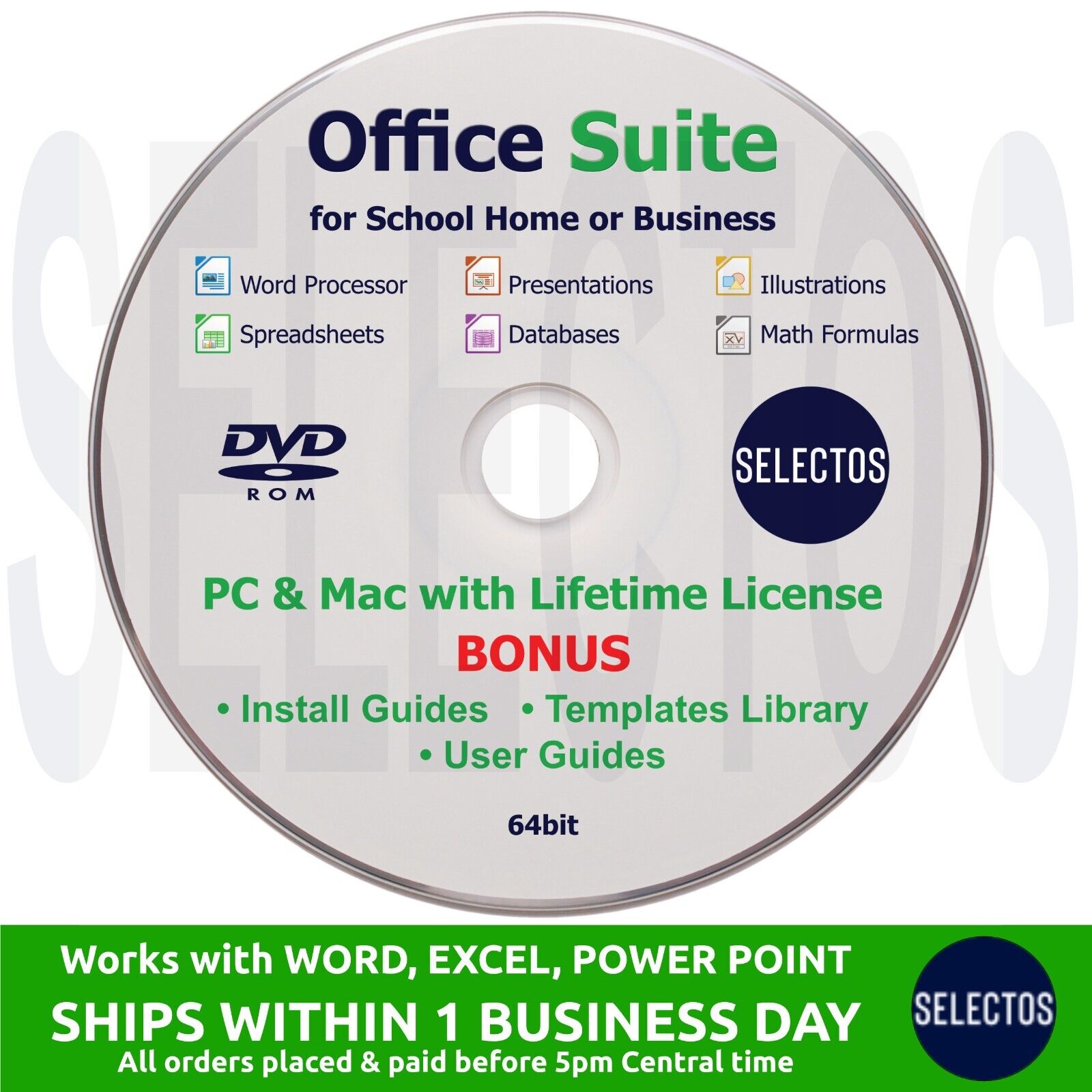 Office Suite 2024 Disc DVD Libre Programs for School Home Work +Dark Mode +More