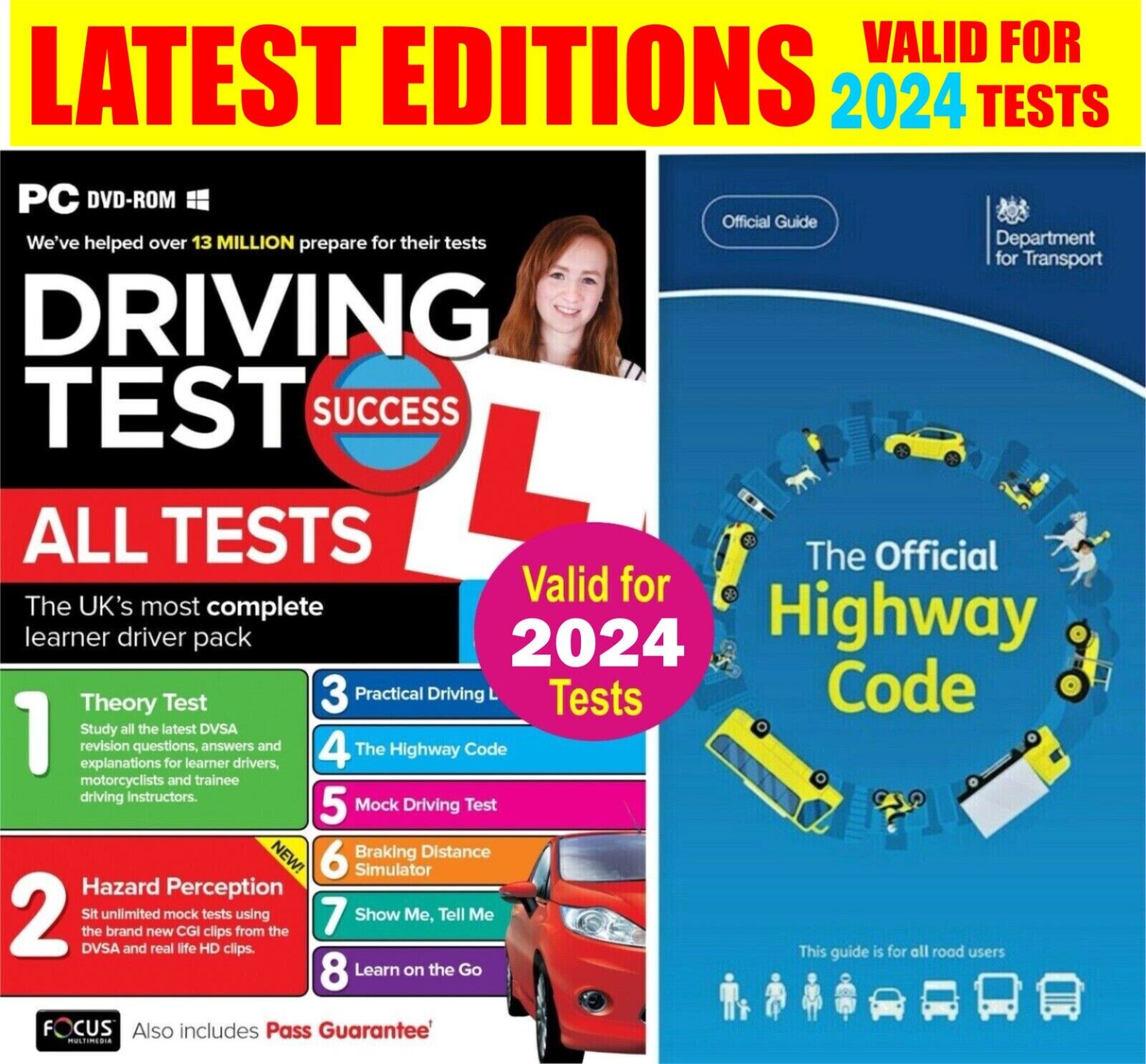 Driving Theory Test & Hazard CD ROM + Highway Code Book. Valid For  2024 Tests