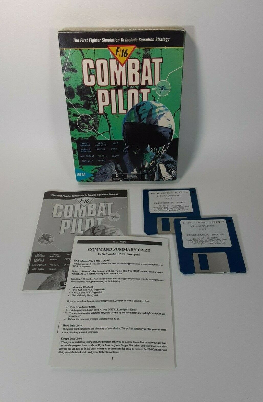 F/16 Combat Pilot Electronic Arts IBM 64 128 C64 C128 Disk, Box, Manual