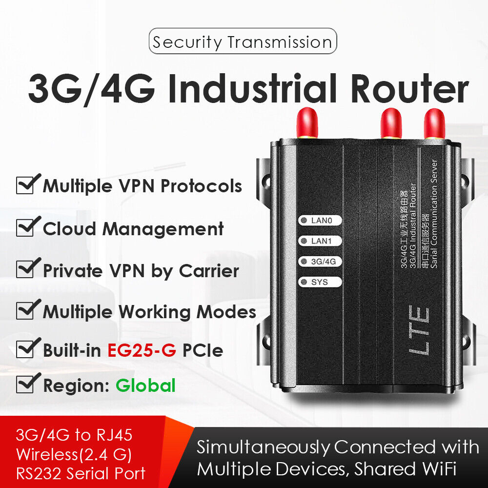 4G LTE Industrial Wireless Router W/Cat 4 EG25-G Mini PCIe Global Version 2.4GHz