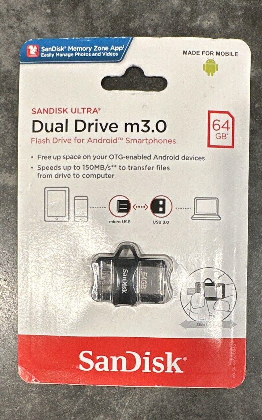 SanDisk Ultra 64GB Dual Drive m3.0 / USB3.0  Android Devices Computer - NEW